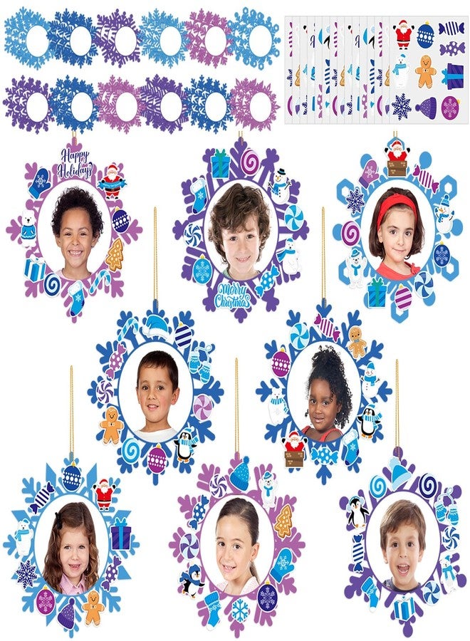Lonfliness 60 Set Winter Snowflake Craft Kits Winter DIY Picture Frame Crafts Merry Christmas Photo Frame Sticker Arts Craft for Kids Gifts Holiday Home School Classroom Party Activity Decor Supplies - Image 1
